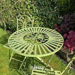 Green Metal Garden Bistro Set Patio Furniture Outdoor 3 Piece Table Chair