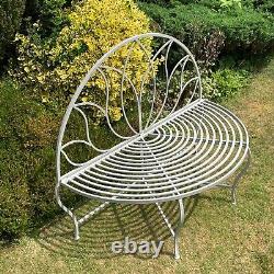 Grey 2 Seater Bench Garden Furniture Outdoor Metal Seat Patio Chair