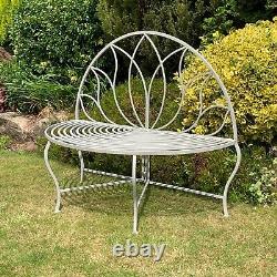 Grey 2 Seater Bench Garden Furniture Outdoor Metal Seat Patio Chair