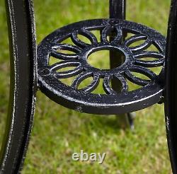 Grey Bistro Set Outdoor Patio Garden Furniture Table and 2 Chairs Metal Frame