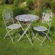 Grey Bistro Set Table 2 Chairs Patio Garden Furniture Balcony Metal