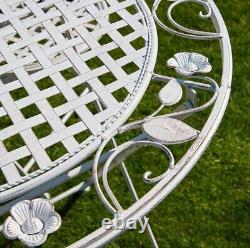 Grey Bistro set table 2 chairs patio garden furniture balcony metal