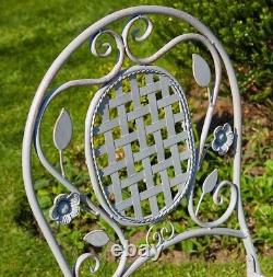 Grey Bistro set table 2 chairs patio garden furniture balcony metal