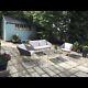 Grey Four Piece Patio Furniture Set Outdoor Sofa Chairs Table Garden Cushion