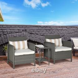 Grey Garden Rattan Sofa Armchair Set Patio Furniture Yard Chairs Cushions Table