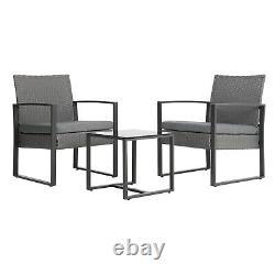 Grey Garden Ratten Furniture Set 2 Seater Sofa Chairs Square Table Patio Outdoor