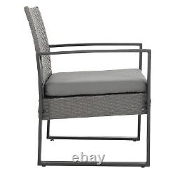 Grey Garden Ratten Furniture Set 2 Seater Sofa Chairs Square Table Patio Outdoor
