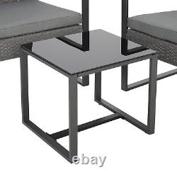 Grey Garden Ratten Furniture Set 2 Seater Sofa Chairs Square Table Patio Outdoor