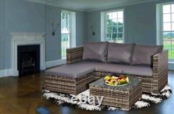 Grey Patio Rattan Corner Sofa Garden Furniture Set Table Cushions Storage Box