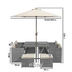 Grey Rattan 10 Piece Garden Furniture Dining Set/Outdoor Patio Set