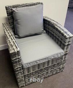 Grey Rattan 4 Seater Lounge Sofa Chair Patio Outdoor Garden Furniture, Cushions