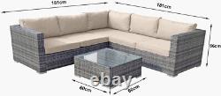 Grey Rattan 5 Seater Corner Sofa Garden Furniture Set Outdoor Patio Coffee Table