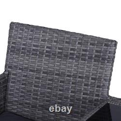 Grey Rattan Companion Chair Set Patio Garden Furniture Love Seat Sofa Side Table