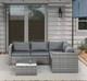 Grey Rattan Corner Sofa Set Garden Furniture 4 Seater Patio Table & Cushions