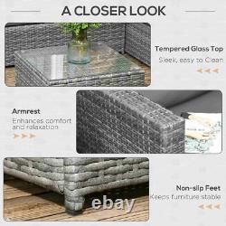 Grey Rattan Corner Sofa Set Garden Furniture 4 Seater Patio Table & Cushions