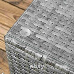 Grey Rattan Corner Sofa Set Garden Furniture 4 Seater Patio Table & Cushions
