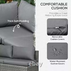 Grey Rattan Corner Sofa Set Garden Furniture 4 Seater Patio Table & Cushions