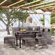 Grey Rattan Dining Table And Chairs Set Patio Outdoor Garden Furniture 6 Seater