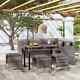 Grey Rattan Dining Table And Chairs Set Patio Outdoor Garden Furniture 8 Seater