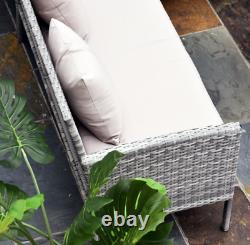 Grey Rattan Garden Furniture Patio Dining Glass Table Large Corner Sofa Seat Set