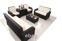 Grey Rattan Garden Furniture Patio Sofa Chair Set Conservatory Settee Outdoor