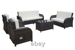 Grey Rattan Garden Furniture Patio Sofa Chair Set Conservatory Settee Outdoor