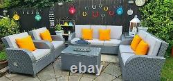 Grey Rattan Garden Furniture Patio Sofa Chair Set Conservatory Settee Outdoor