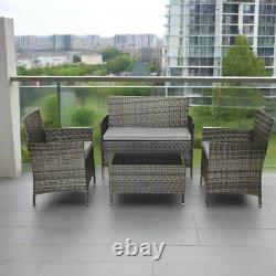 Grey Rattan Garden Furniture Set Patio Conservatory Balcony Indoor Outdoor 4 Sea