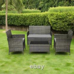 Grey Rattan Garden Furniture Set Patio Conservatory Balcony Indoor Outdoor 4 Sea