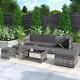 Grey Rattan Garden Lounge Set Patio Sofa Seating Group Outdoor Furniture