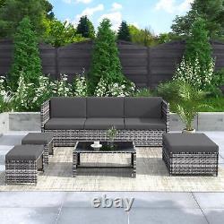 Grey Rattan Garden Lounge Set Patio Sofa Seating Group Outdoor Furniture