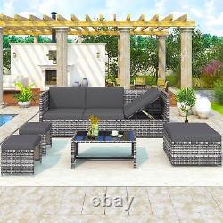 Grey Rattan Garden Lounge Set Patio Sofa Seating Group Outdoor Furniture