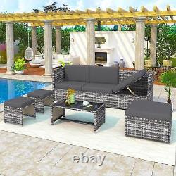 Grey Rattan Garden Lounge Set Patio Sofa Seating Group Outdoor Furniture