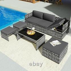 Grey Rattan Garden Lounge Set Patio Sofa Seating Group Outdoor Furniture