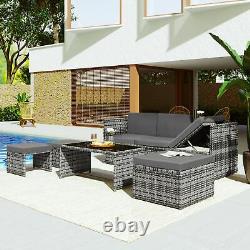 Grey Rattan Garden Lounge Set Patio Sofa Seating Group Outdoor Furniture