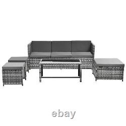 Grey Rattan Garden Lounge Set Patio Sofa Seating Group Outdoor Furniture