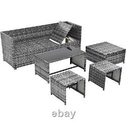 Grey Rattan Garden Lounge Set Patio Sofa Seating Group Outdoor Furniture