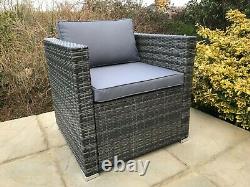 Grey Rattan Twin 2 Armchair Set Patio Outdoor Garden Furniture UK