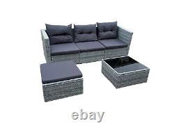 Grey Rattan Wicker Garden Patio Sofa Settee Dining Set Furniture