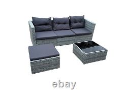 Grey Rattan Wicker Garden Patio Sofa Settee Dining Set Furniture