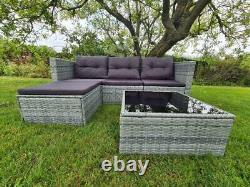 Grey Rattan Wicker Garden Patio Sofa Settee Dining Set Furniture