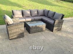 Grey Wicker Rattan Garden Furniture Sets Corner Sofa Outdoor Patio Coffee Table