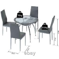 HOMCOM Dining Table Set 1 Table 4 Chairs Contemporary Kitchen Grey