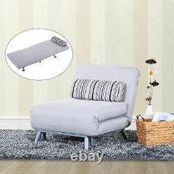 HOMCOM Futon Sofa Bed Bolster Foldable Lounge Modern Portable Grey