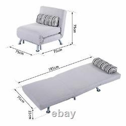 HOMCOM Futon Sofa Bed Bolster Foldable Lounge Modern Portable Grey