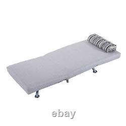 HOMCOM Futon Sofa Bed Bolster Foldable Lounge Modern Portable Grey