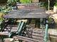 Heavy Cast Iron Garden Furniture Set Bbq Patio Wooden Bench Table 2 Chairs