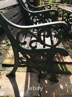 Heavy Cast Iron Garden Furniture Set BBQ Patio Wooden Bench Table 2 Chairs