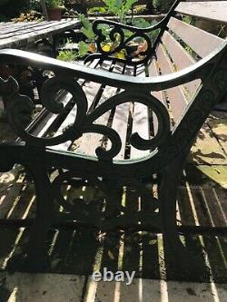 Heavy Cast Iron Garden Furniture Set BBQ Patio Wooden Bench Table 2 Chairs