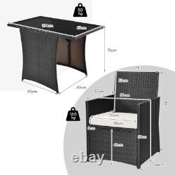 Heavy Duty Garden Furniture Set 3 Pieces Patio PE Wicker Set-White